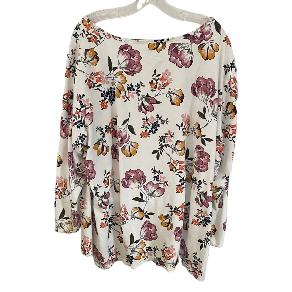 Terra & Sky Long Sleeve Lightweight Scoop Neck Floral Top Plus Size 4X - Picture 4 of 4